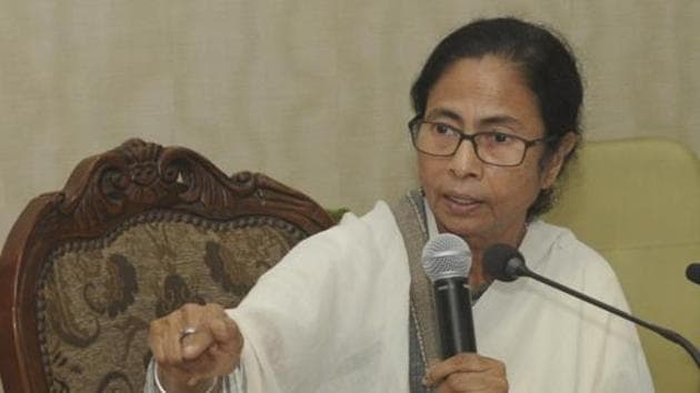 Trinamool Congress president Mamata Banerjee on Friday addressed party members from Bankura and Jhargram districts in a closed-door meeting at the party’s head office in Kolkata.(HT FILE PHOTO)