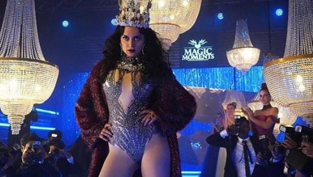 Kangana Ranaut in a crown and leotard in the first song from Judgemental Hai Kya, titled the Swag Song.