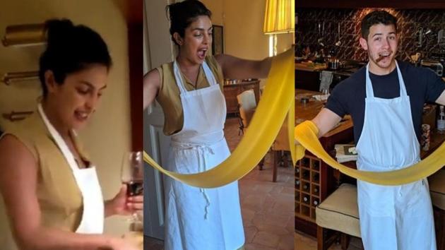 Priyanka Chopra and Nick Jonas go on a date night cooking extravaganza in Italy.(Instagram)