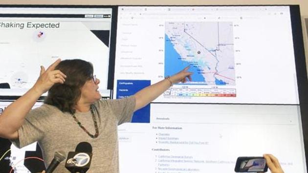 The latest quake was 11 times stronger than the previous day’s ‘foreshock’, according to the United States Geological Survey, and is part of what seismologists are calling an “earthquake sequence”.(AP)