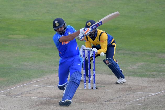 India's Rohit Sharma plays a shot during the 2019 Cricket World Cup group stage match between Sri Lanka and India. (AFP)
