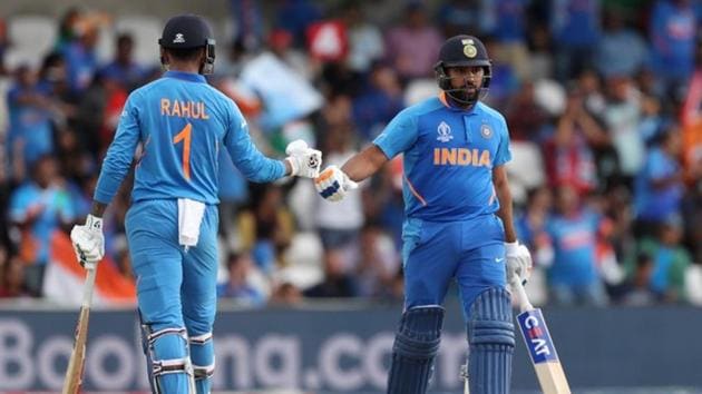 ndia's Rohit Sharma and KL Rahul during the match. (Reuters)
