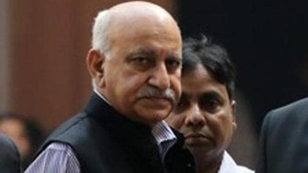 Former Union Minister MJ Akbar on Saturday appeared before Additional Chief Metropolitan Magistrate Samar Vishal for his cross-examination in connection with a defamation case filed by him against journalist Priya Ramani.(REUTERS)