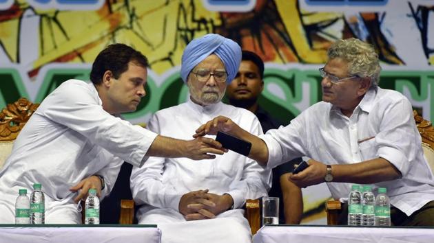 The Congress and the Left parties suffered huge setbacks in the April-May Lok Sabha elections, with the former managing to win only two seats and the latter drawing a blank. (HT Photo)
