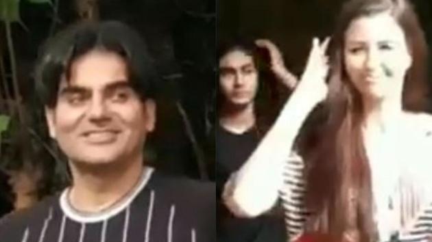 Arbaaz Khan, son Arhaan and girlfriend Giorgia Andriani spotted in Mumbai.