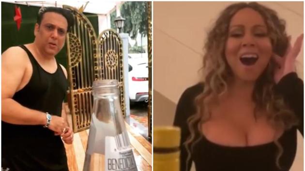 Govinda and American singer Mariah Carey successfully tried the bottle cap challenge.(Instagram)