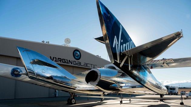 In this file photo taken on February 22, 2019 courtesy of Virgin Galactic, SpaceShipTwo mates to the mothership, WhiteKnightTwo, at Mojave Space Port on February 19, 2019, in Mojave, California. (AFP file photo) In this file photo taken on February 22, 2019 courtesy of Virgin Galactic, SpaceShipTwo mates to the mothership, WhiteKnightTwo, at Mojave Space Port on February 19, 2019, in Mojave, California. (AFP file photo)