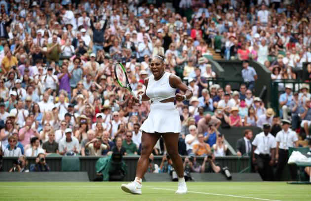 Serena Williams celebrates after winning her quarter-final match against Alison Riske of the U.S.(REUTERS)
