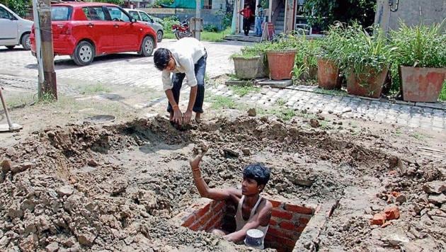 Most housing societies have rain harvesting systems, but they are installed just to get completion certificates and are dysfunctional.(HT file photo)