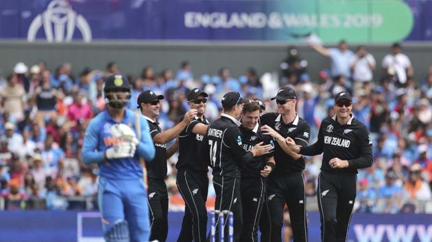 Resuming on 211/5 on Wednesday, New Zealand finished on 239/8 in their 50 overs after rain interrupted play at 46.1 overs into their innings on Tuesday.India have lost half their side as MS Dhoni joins Hardik Pandya in the middle. (AP / PTI) Resuming on 211/5 on Wednesday, New Zealand finished on 239/8 in their 50 overs after rain interrupted play at 46.1 overs into their innings on Tuesday.India have lost half their side as MS Dhoni joins Hardik Pandya in the middle. (AP / PTI)