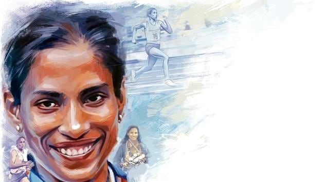 PT Usha’s most glorious performance occurred at the 1984 Los Angeles Olympics, where she won the 400m hurdles heats.(Illustration: Gajanan Nirphale)