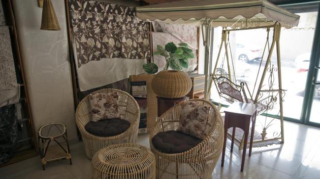 Furniture for sale is displayed at a bamboo workshop. COGAT, the Israeli defense body responsible for Palestinian civilian affairs, said exports from Gaza now frequently make their way into Israel, the West Bank and beyond, and that it has worked in recent months to promote even more exports to help develop Gaza’s economy. Agricultural products, furniture and textiles are now regularly exported from Gaza through a cargo crossing with Israel, it added. (Khalil Hamra / AP)