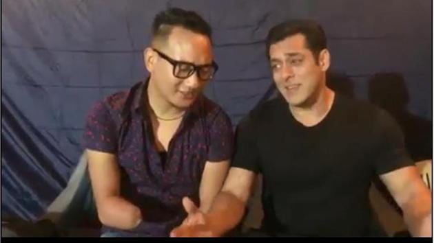 Thupten Tsering and Salman in a still from the video.