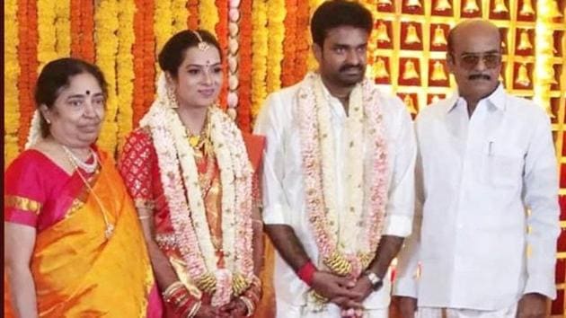 AL Vijay and Dr R Aishwarya after their wedding in Chennai.