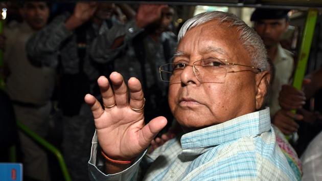 A special CBI court on December 23, 2017, had convicted Lalu Prasad and 15 others in a fodder scam case pertaining to fraudulent withdrawal of <span class='webrupee'>₹</span>90 lakh from the Deoghar treasury during 1991-1994. It had also awarded him 3.5 years in prison.(HT PHOTO.) A special CBI court on December 23, 2017, had convicted Lalu Prasad and 15 others in a fodder scam case pertaining to fraudulent withdrawal of <span class='webrupee'>₹</span>90 lakh from the Deoghar treasury during 1991-1994. It had also awarded him 3.5 years in prison.(HT PHOTO.)