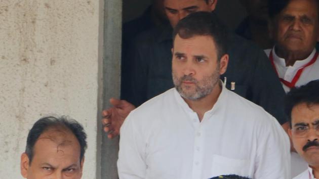 Congress leader Rahul Gandhi leaves after appearing before a metropolitan magistrate's court in the hearing of a defamation case filed against him by Ahmedabad District Cooperative Bank and its chairman Ajay Patel on Friday.(Siddharaj Solanki / Hindustan Times) Congress leader Rahul Gandhi leaves after appearing before a metropolitan magistrate's court in the hearing of a defamation case filed against him by Ahmedabad District Cooperative Bank and its chairman Ajay Patel on Friday.(Siddharaj Solanki / Hindustan Times)