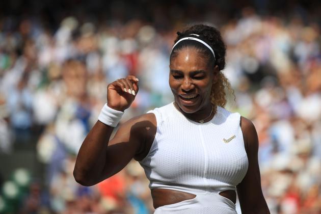 Serena Williams celebrates after beating Czech Republic's Barbora Strycova during their women's singles semi-final match at Wimbledon .(AFP) Serena Williams celebrates after beating Czech Republic's Barbora Strycova during their women's singles semi-final match at Wimbledon .(AFP)