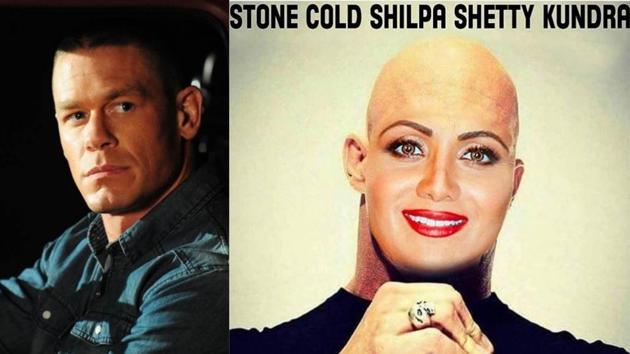 John Cena shared a morphed image of Shilpa Shetty on Instagram.(Instagram)