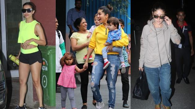 Malaika Arora, Sunny Leone with her kids and Kareena Kapoor spotted in Mumbai. (Varinder Chawla) Malaika Arora, Sunny Leone with her kids and Kareena Kapoor spotted in Mumbai. (Varinder Chawla)
