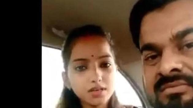 Sakshi Mishra, who is the daughter of Rajesh Misra, MLA from Bithari Chainpur in Bareilly district, uploaded a video on social media and informed about her wedding to Ajitesh Kumar(Twitter/Screengrab)