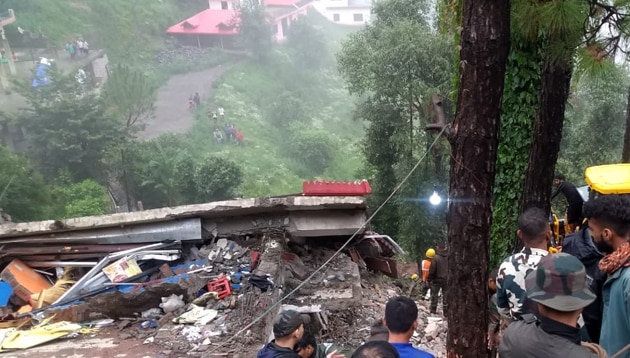 Two people died while 20 others were injured after a three-storey building caved in post heavy rains near Kumarhatti in Himachal Pradesh’s Solan district.