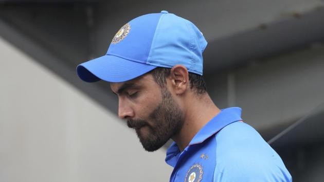 India's Ravindra Jadeja reacts after their loss in the Cricket World Cup semi-final match against New Zealand at Old Trafford in Manchester, England, Wednesday, July 10, 2019.(AP)