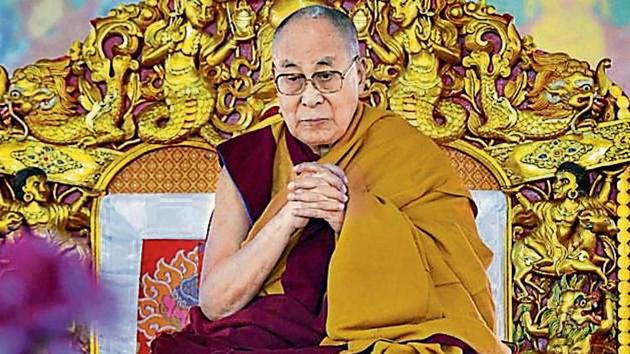 The Dalai Lama addresses a gathering in Bodh Gaya in Dec 2018.(PTI Photo)