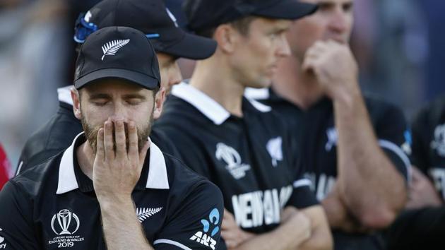 New Zealand's captain Kane Williamson reacts as he waits for the trophy presentation.(AP)