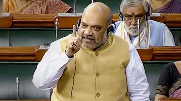 Union Home Minister Amit Shah countered the opposition concerns over amendment to the National Investigation Agency Act in the Lok Sabha on Monday.(PTI) Union Home Minister Amit Shah countered the opposition concerns over amendment to the National Investigation Agency Act in the Lok Sabha on Monday.(PTI)
