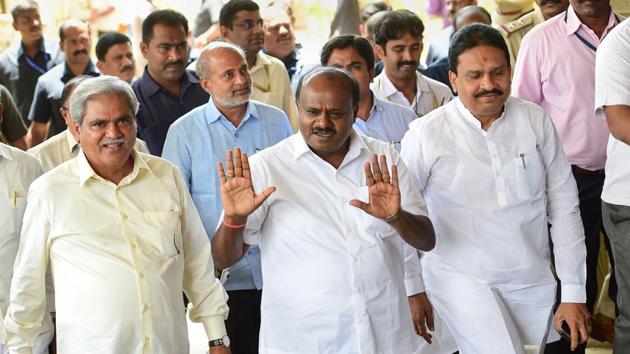 Karnataka’s HD Kumaraswamy-led Janata Dal Secular-Congress coalition government will face its trust vote on Thursday, it was decided at a meeting of the assembly’s business advisory panel. Kumaraswamy had offered to face the confidence vote last week after nearly 16 coalition lawmakers sent their resignations to Speaker KR Ramesh Kumar, threatening to reduce the coalition government to a minority. (PTI File) Karnataka’s HD Kumaraswamy-led Janata Dal Secular-Congress coalition government will face its trust vote on Thursday, it was decided at a meeting of the assembly’s business advisory panel. Kumaraswamy had offered to face the confidence vote last week after nearly 16 coalition lawmakers sent their resignations to Speaker KR Ramesh Kumar, threatening to reduce the coalition government to a minority. (PTI File)