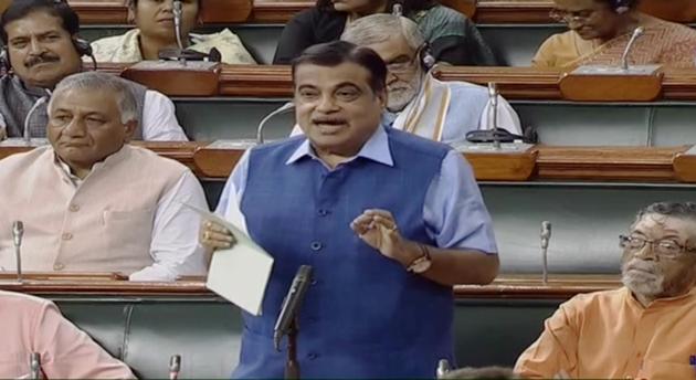 Union Minister for Road Transport and Highways Nitin Gadkari speaks at Lok Sabha in New Delhi on Monday. (ANI Photo) Union Minister for Road Transport and Highways Nitin Gadkari speaks at Lok Sabha in New Delhi on Monday. (ANI Photo)