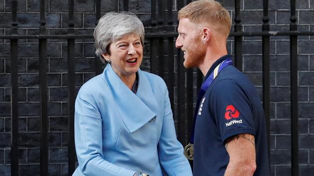 Ben Stokes shakes hands with Britain's Prime Minister Theresa May.(REUTERS)