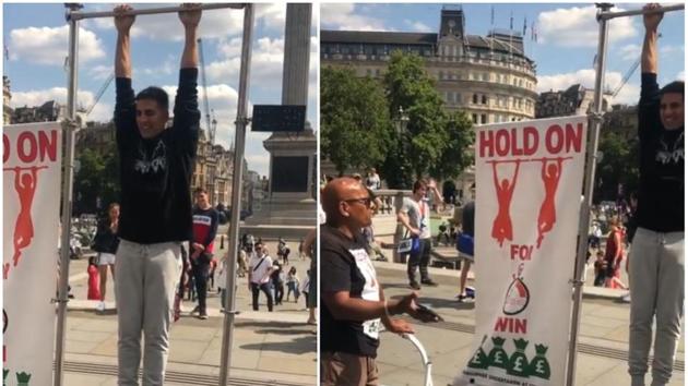 Akshay Kumar took up a fitness challenge to earn £100 in London, says wife Twinkle Khanna. (Instagram) Akshay Kumar took up a fitness challenge to earn £100 in London, says wife Twinkle Khanna. (Instagram)