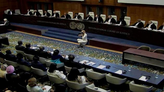 Kulbhushan Jadhav verdict: The panel of Judges at the International Court of Justice in The Hague on Wednesday.(ANI photo)
