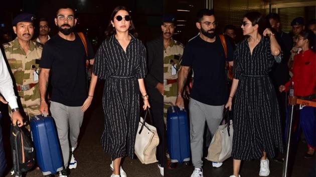 Watch]: Virat Kohli and Anushka Sharma spotted 'twinning' in matching  outfits at Mumbai Airport