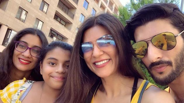 Sushmita sen with boyfriend Rohman Shawl and her daughter in Armenia.