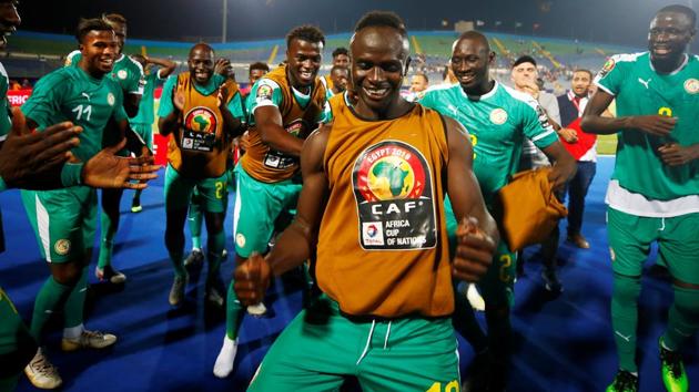 Senegal's Sadio Mane and teammates celebrate after the match.(REUTERS)