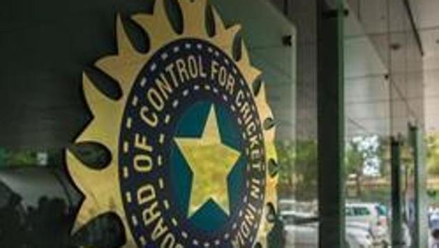 A view of logo of the Board of Control for Cricket in India (BCCI).(Hindustan Times via Getty Images)