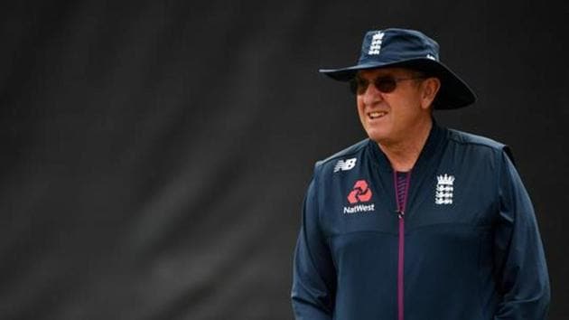 England's head coach Trevor Bayliss attends a training session at Edgbaston in Birmingham.(AFP)