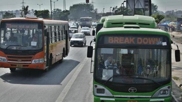 The driver of the DTC bus has been suspended, the conductor has been served show-cause notice and the bus marshal has been sent back to the Civil Defence Office.(HT File Photo)