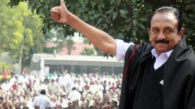 Madras high court suspended a trial court’s order sentencing Marumalarchi Dravida Munnetra Kazhagam (MDMK) general secretary Vaiko to one-year in prison in a 2009 sedition case.(HTfile) Madras high court suspended a trial court’s order sentencing Marumalarchi Dravida Munnetra Kazhagam (MDMK) general secretary Vaiko to one-year in prison in a 2009 sedition case.(HTfile)