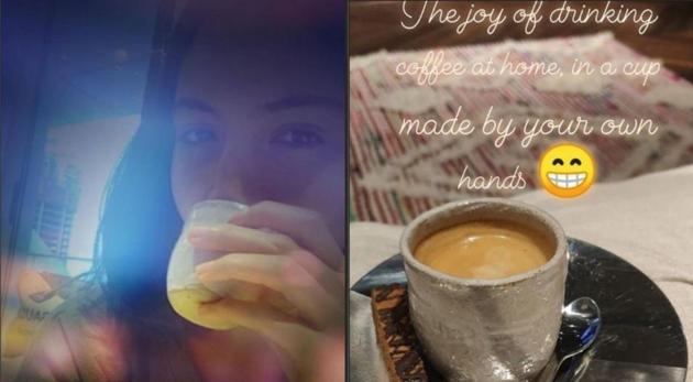 Anushka Sharma sips coffee in a cup made by her in London. (Instagram) Anushka Sharma sips coffee in a cup made by her in London. (Instagram)