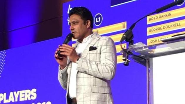 Anil Kumble during Euro T20 Slam draft pick event. (Twitter/Euro T20 Slam) Anil Kumble during Euro T20 Slam draft pick event. (Twitter/Euro T20 Slam)