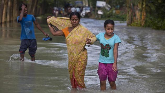 Parts of northern India remained under water as the flood situation showed no signs of relenting in Assam and Bihar, even as the states’ disaster management departments revised death toll figures. (AP Photo) Parts of northern India remained under water as the flood situation showed no signs of relenting in Assam and Bihar, even as the states’ disaster management departments revised death toll figures. (AP Photo)