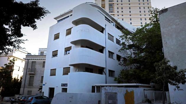 Bruno House, a building built in 1935 by architect Zeev Haller. Practitioners of the minimalist architectural movement were among European Jews who fled to British-ruled Palestine when the Nazis took power. Driven out by the Nazis in 1933, Bauhaus is part of the modernist movement that had emerged in the 1920s. (Thomas Coex / AFP) 