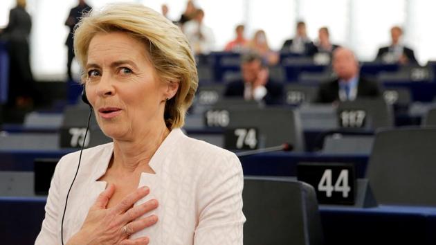 The European Commission’s first female President Ursula von der Leyen reacts after a vote on her election at the European Parliament in Strasbourg, France. (Vincent Kessler / REUTERS) The European Commission’s first female President Ursula von der Leyen reacts after a vote on her election at the European Parliament in Strasbourg, France. (Vincent Kessler / REUTERS)