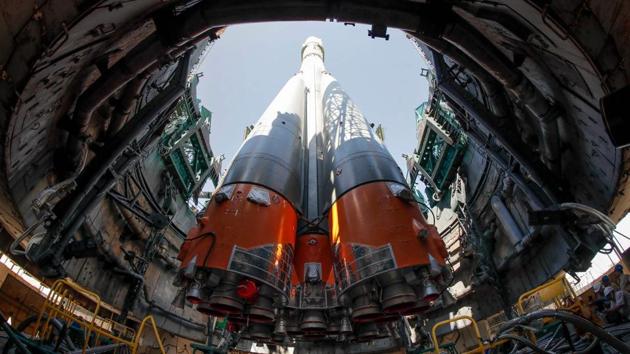 The Soyuz MS-13 spacecraft is mounted on the launch pad at the Russian-leased Baikonur cosmodrome in Kazakhstan. Members of the ISS expedition 60/61, NASA astronaut Andrew Morgan, Russian cosmonaut Alexander Skvortsov and Italian astronaut Luca Parmitano of ESA are preparing for the launch aboard the Soyuz MS-13 spacecraft on July 20. (Dmitri Lovetsky / Pool / AFP) The Soyuz MS-13 spacecraft is mounted on the launch pad at the Russian-leased Baikonur cosmodrome in Kazakhstan. Members of the ISS expedition 60/61, NASA astronaut Andrew Morgan, Russian cosmonaut Alexander Skvortsov and Italian astronaut Luca Parmitano of ESA are preparing for the launch aboard the Soyuz MS-13 spacecraft on July 20. (Dmitri Lovetsky / Pool / AFP)