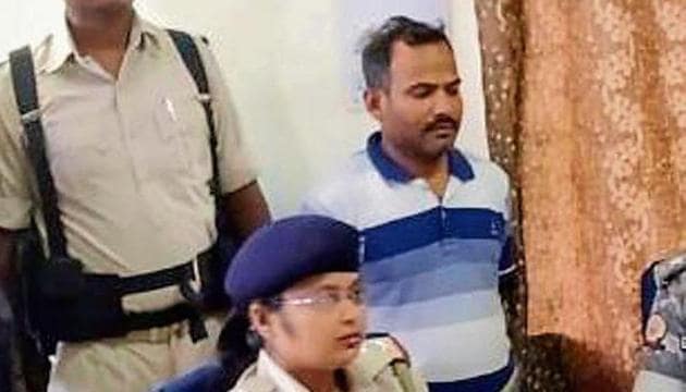 Panna Lal Mahto after his arrest in Khunti on Friday.(HT Photo)
