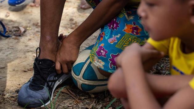 As the only homegrown junior team in the country, the Little Dragons look to Yangon’s international schools for matches. In May, they took part in Myanmar’s first junior tournament -- partly played on a full-sized, artificial grass pitch at one of the schools. Out of 10 teams in each age group, Little Dragons finished second and third in the Under-14s, and second in the Under-11s. (Sai Aung Main / AFP) As the only homegrown junior team in the country, the Little Dragons look to Yangon’s international schools for matches. In May, they took part in Myanmar’s first junior tournament -- partly played on a full-sized, artificial grass pitch at one of the schools. Out of 10 teams in each age group, Little Dragons finished second and third in the Under-14s, and second in the Under-11s. (Sai Aung Main / AFP)