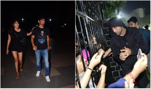 Sushant Singh Rajput and Rhea Chakraborty spotted together on Sunday. Ranbir Kapoor with his fans after a football match.(Varinder Chawla)